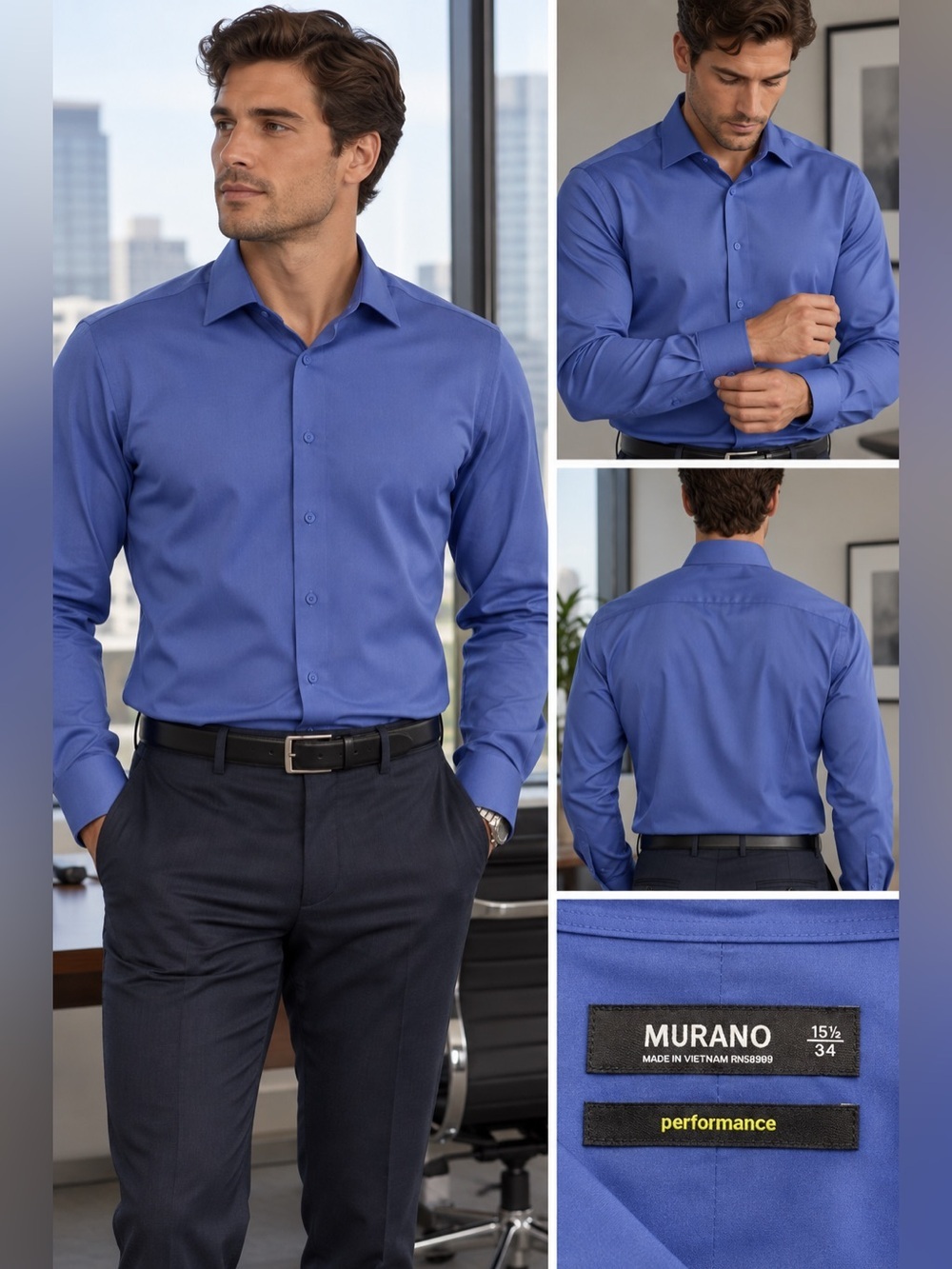 Murano Men's Royal Blue Dress Shirt
